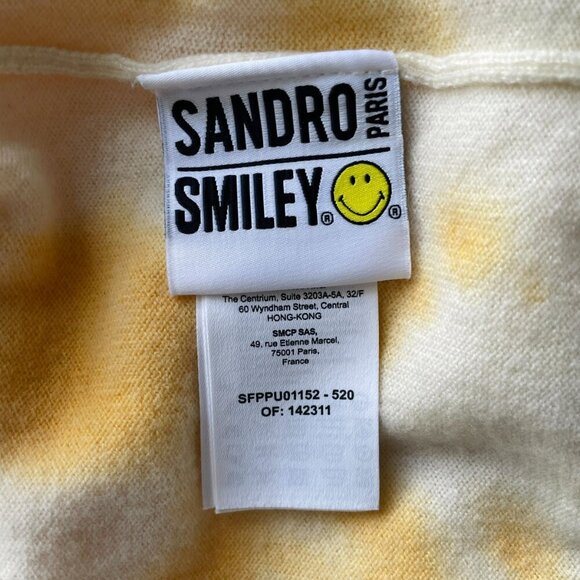 Sandro x Smiley Walk To The Sun Sweater Size 4 Yellow White Cashmere - Picture 8 of 12